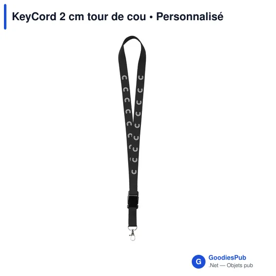 Tour de cou personnalisable KeyCord 2 cm avec logo - Image 4