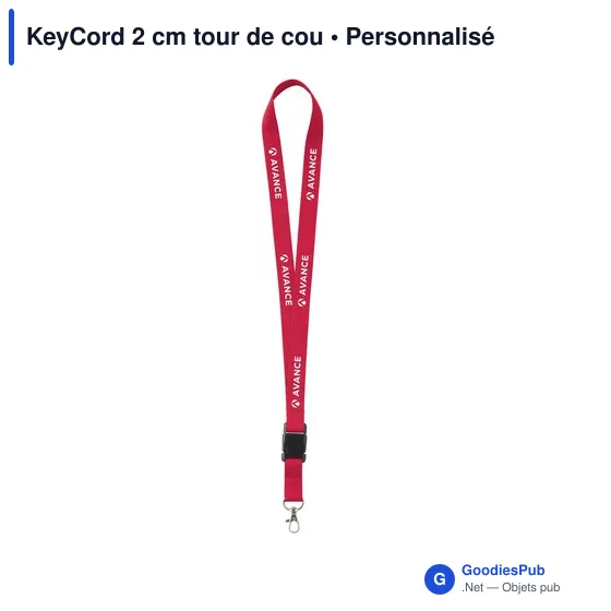 Tour de cou personnalisable KeyCord 2 cm avec logo - Image 5