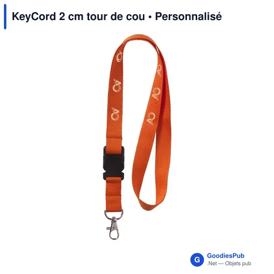 Tour de cou personnalisable KeyCord 2 cm avec logo - Image 6