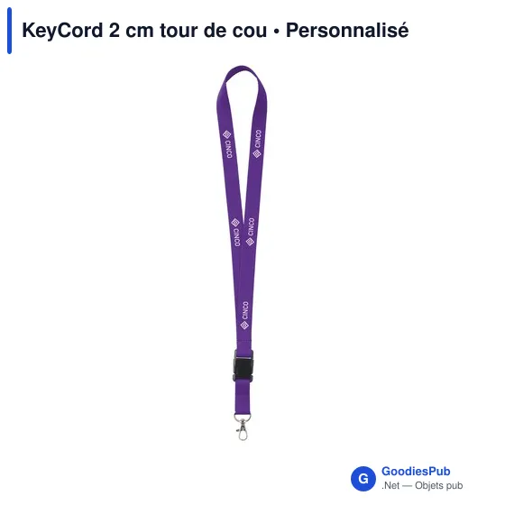 Tour de cou personnalisable KeyCord 2 cm avec logo - Image 8