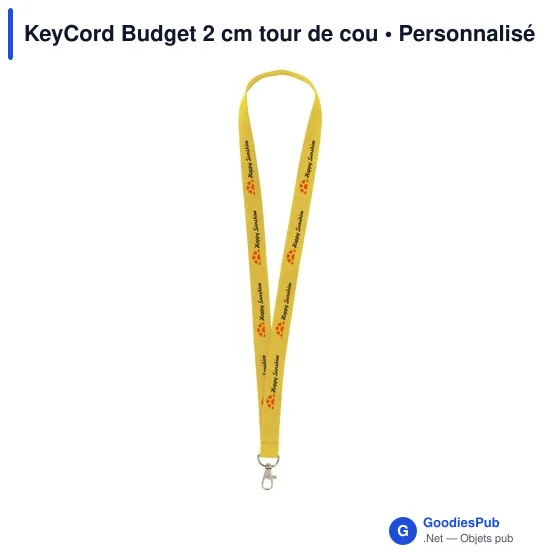 Lanyard personnalisable KeyCord Budget 2 cm avec logo - Image 2