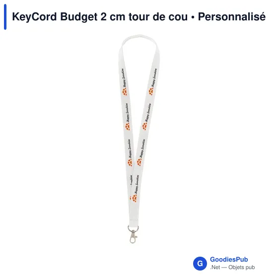 Lanyard personnalisable KeyCord Budget 2 cm avec logo - Image 3