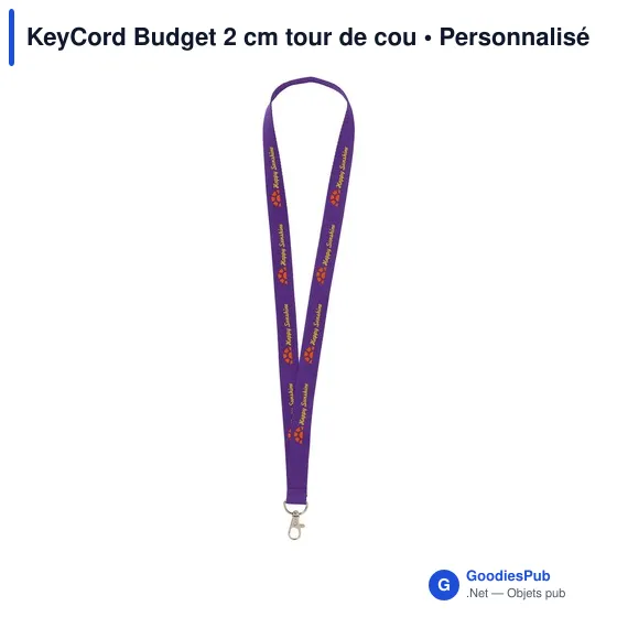 Lanyard personnalisable KeyCord Budget 2 cm avec logo - Image 4