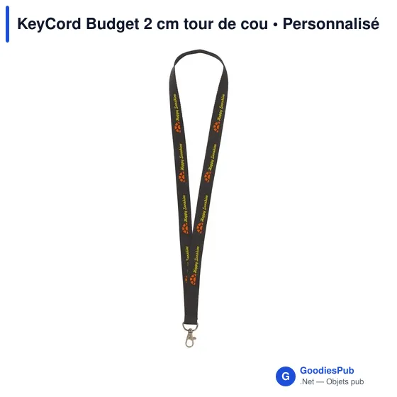 Lanyard personnalisable KeyCord Budget 2 cm avec logo - Image 5