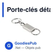 Porte-clés détachable personnalisable avec logo - Goodies entreprise - Miniature 1