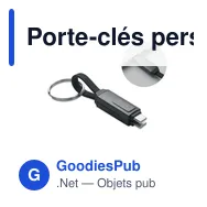 Porte-clés personnalisable avec câble de charge KEYSTO pour logo - Miniature 1