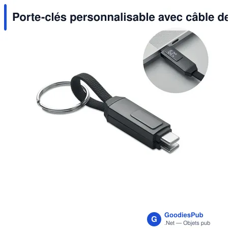 Porte-clés personnalisable avec câble de charge KEYSTO pour logo