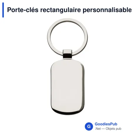 Porte-clés rectangulaire personnalisable en métal avec logo