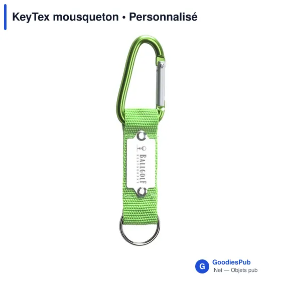 Mousqueton personnalisable KeyTex avec logo pour accessoires clés - Image 1