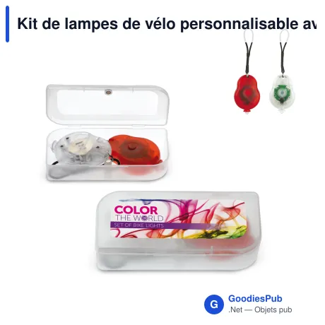 Kit de lampes de vélo personnalisable avant et arrière avec logo - Transparent