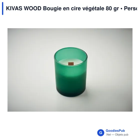 Bougie personnalisable en cire végétale KIVAS WOOD avec logo - Image 3