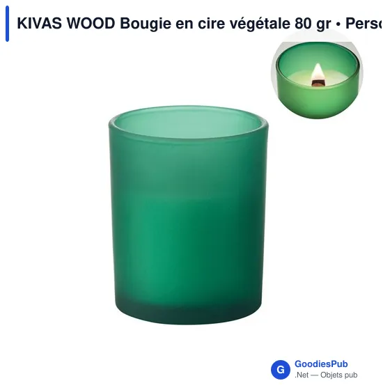 Bougie personnalisable en cire végétale KIVAS WOOD avec logo - Image 5