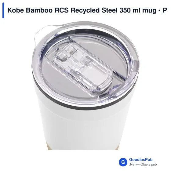 Mug réutilisable personnalisable en acier inoxydable recyclé - Kobe Bambooavec logo - Image 2