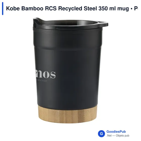 Mug réutilisable personnalisable en acier inoxydable recyclé - Kobe Bambooavec logo - Image 11