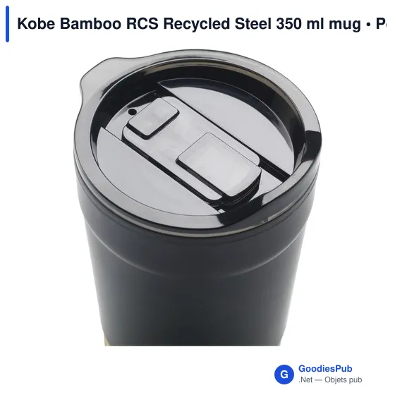 Mug réutilisable personnalisable en acier inoxydable recyclé - Kobe Bambooavec logo - Image 12