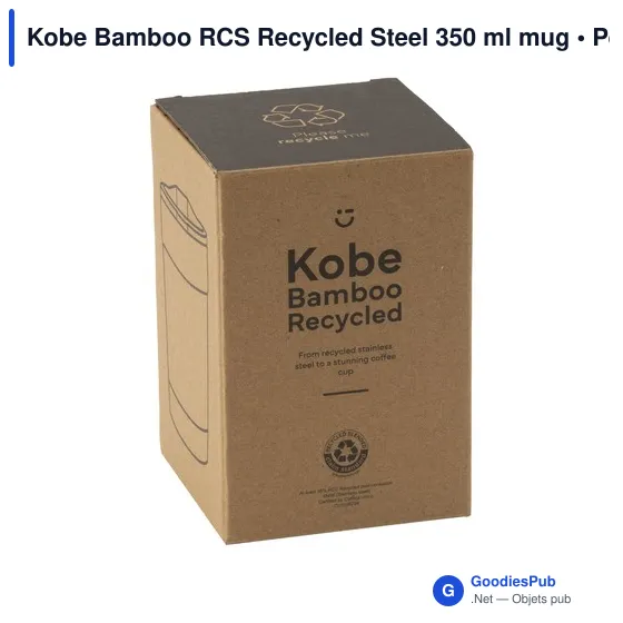 Mug réutilisable personnalisable en acier inoxydable recyclé - Kobe Bambooavec logo - Image 3