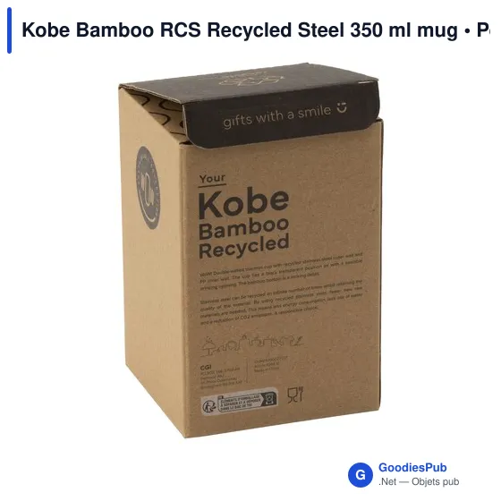 Mug réutilisable personnalisable en acier inoxydable recyclé - Kobe Bambooavec logo - Image 4
