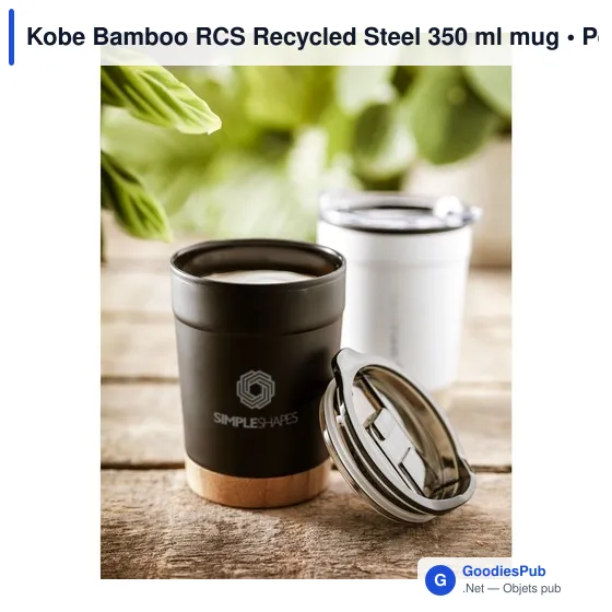 Mug réutilisable personnalisable en acier inoxydable recyclé - Kobe Bambooavec logo - Image 5