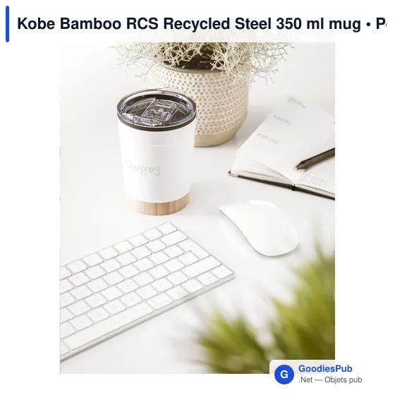 Mug réutilisable personnalisable en acier inoxydable recyclé - Kobe Bambooavec logo - Image 6