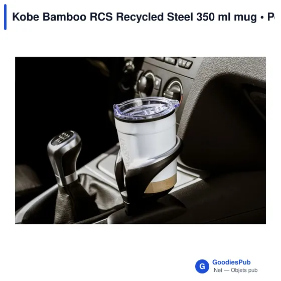 Mug réutilisable personnalisable en acier inoxydable recyclé - Kobe Bambooavec logo - Image 7