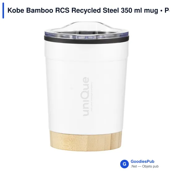 Mug réutilisable personnalisable en acier inoxydable recyclé - Kobe Bambooavec logo - Image 8