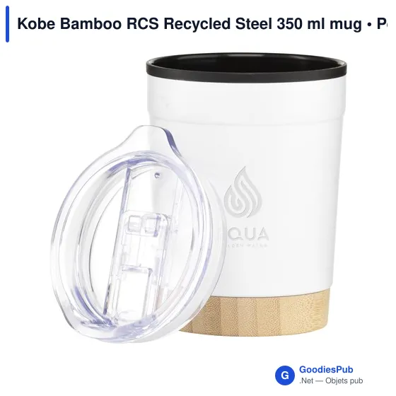 Mug réutilisable personnalisable en acier inoxydable recyclé - Kobe Bambooavec logo - Image 9