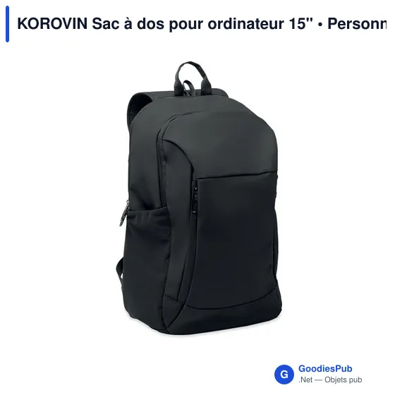 Sac à dos personnalisable pour ordinateur 15" avec logo - KOROVIN - Image 1