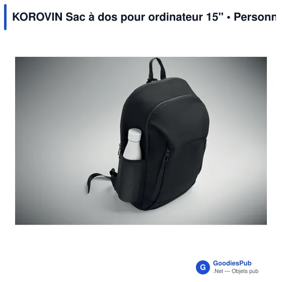 Sac à dos personnalisable pour ordinateur 15" avec logo - KOROVIN - Image 3