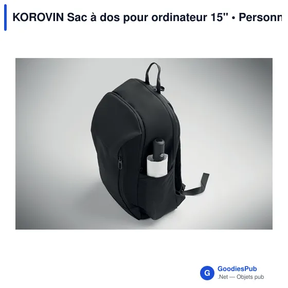 Sac à dos personnalisable pour ordinateur 15" avec logo - KOROVIN - Image 5
