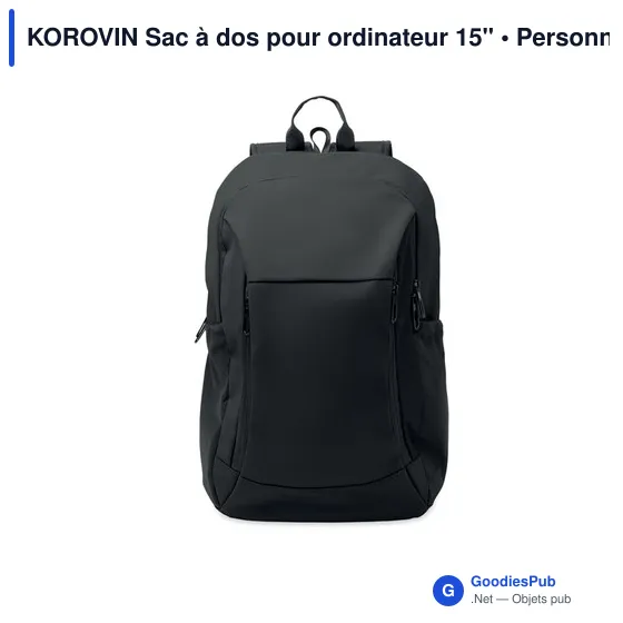 Sac à dos personnalisable pour ordinateur 15" avec logo - KOROVIN - Image 6