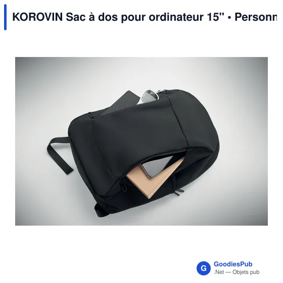 Sac à dos personnalisable pour ordinateur 15" avec logo - KOROVIN - Image 9