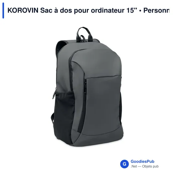 Sac à dos personnalisable pour ordinateur 15" avec logo - KOROVIN - Image 10