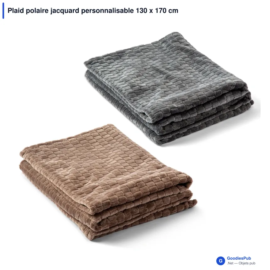 Plaid polaire jacquard personnalisable 130 x 170 cm avec logo - Kosta Linnewäfveri - Image 1