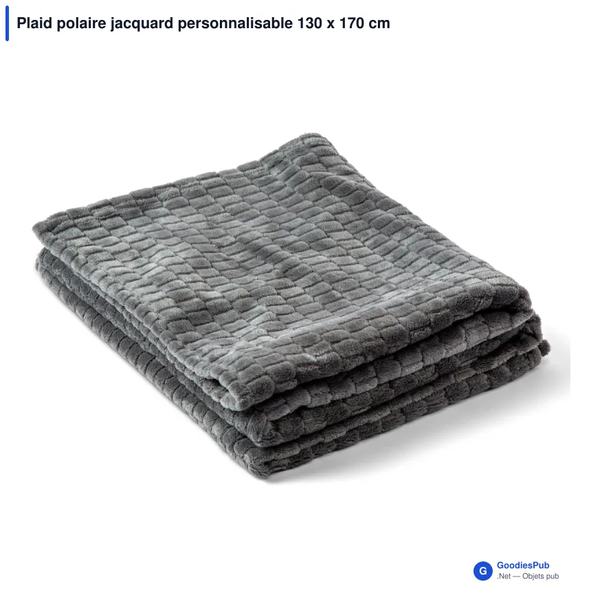 Plaid polaire jacquard personnalisable 130 x 170 cm avec logo - Kosta Linnewäfveri - Image 2