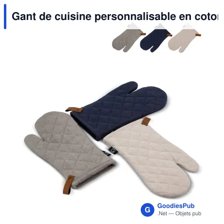 Gant de cuisine personnalisable en coton et cuir PU avec logo - Kosta Linnewäfveri