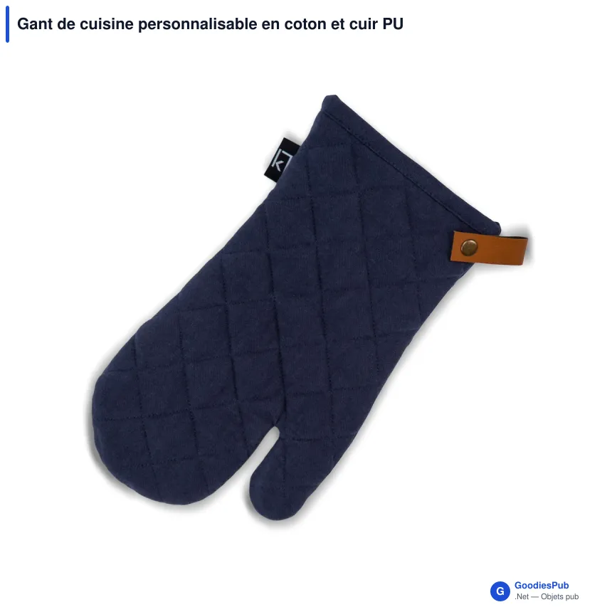 Gant de cuisine personnalisable en coton et cuir PU avec logo - Kosta Linnewäfveri - Image 2