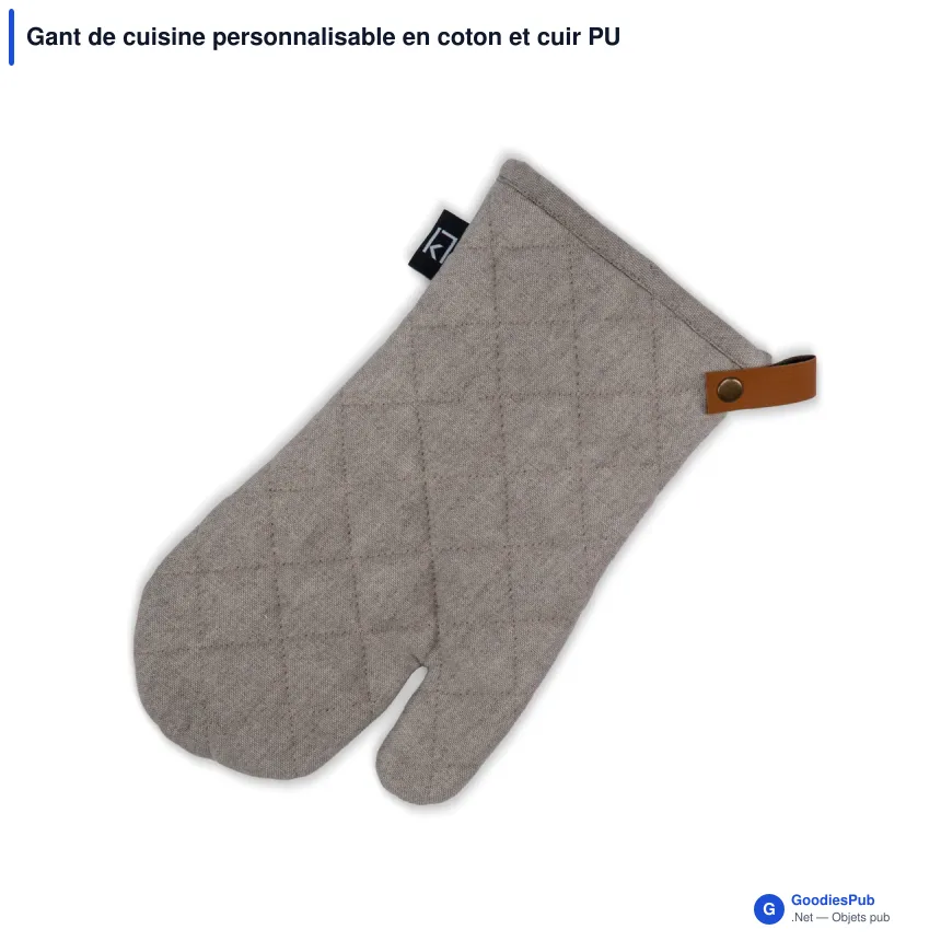 Gant de cuisine personnalisable en coton et cuir PU avec logo - Kosta Linnewäfveri - Image 3