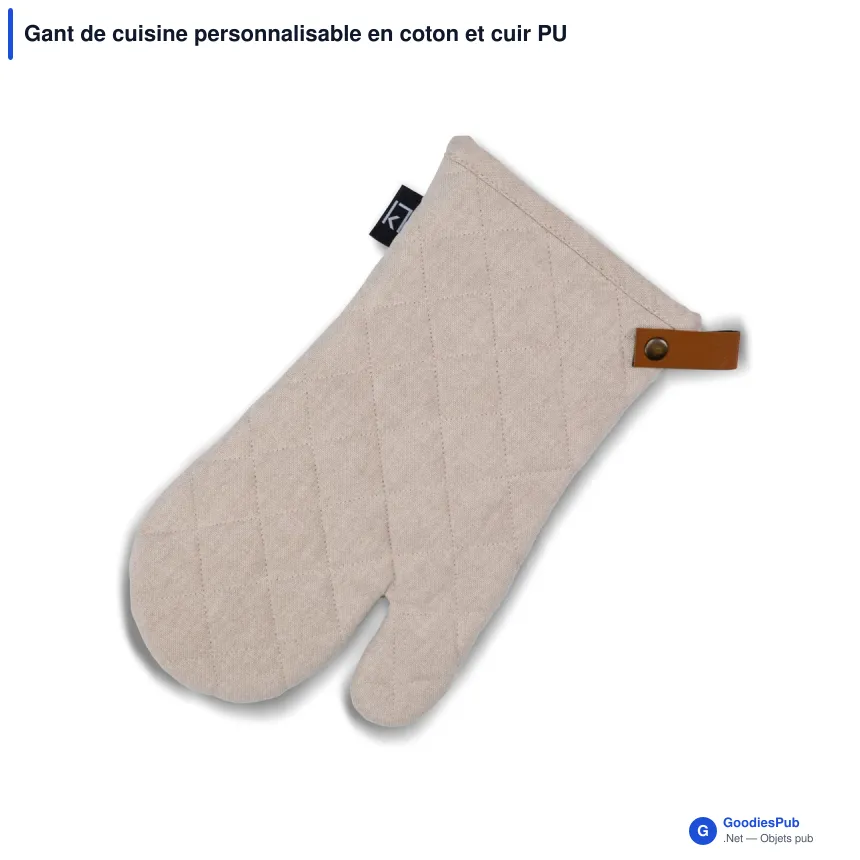 Gant de cuisine personnalisable en coton et cuir PU avec logo - Kosta Linnewäfveri - Image 4