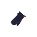 Variante Bleu foncé - Gant de cuisine personnalisable en coton et cuir PU avec logo - Kosta Linnewäfveri