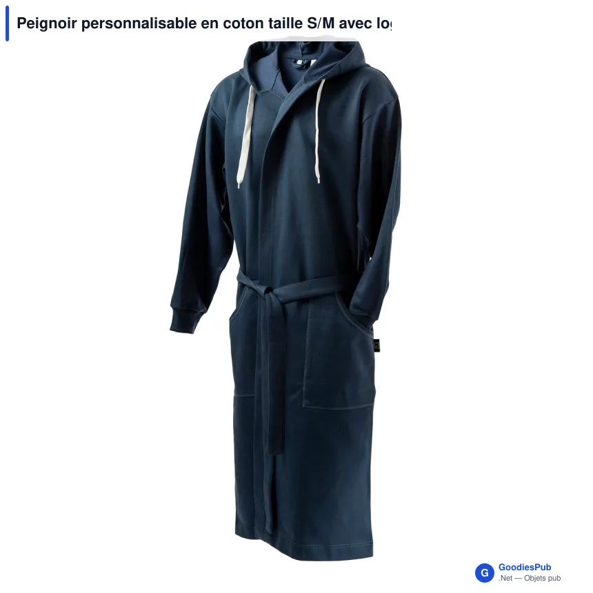 Peignoir personnalisable en coton taille S/M avec logo - Kosta Linnewäfveri College - Image 2