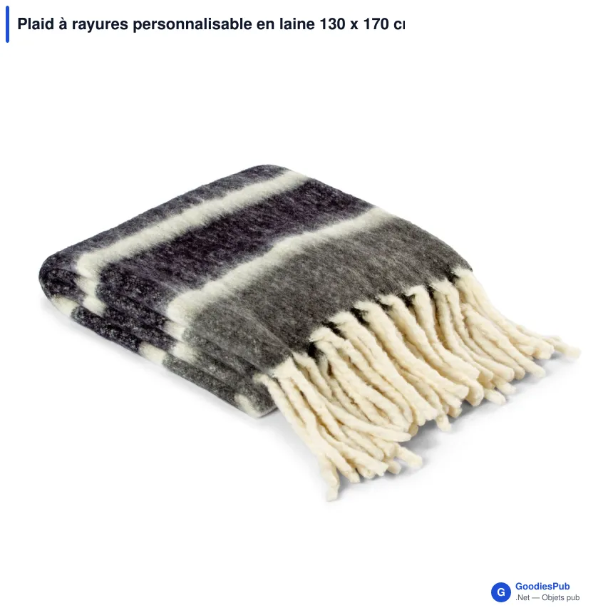 Plaid à rayures personnalisable en laine 130 x 170 cm avec logo - Kosta Linnewäfveri - Image 2