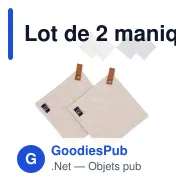 Lot de 2 maniques personnalisable en coton et cuir PU avec logo - Kosta Linnewäfveri - Miniature 1
