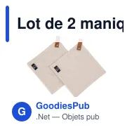 Lot de 2 maniques personnalisable en coton et cuir PU avec logo - Kosta Linnewäfveri - Miniature 2