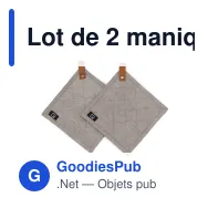 Lot de 2 maniques personnalisable en coton et cuir PU avec logo - Kosta Linnewäfveri - Miniature 4