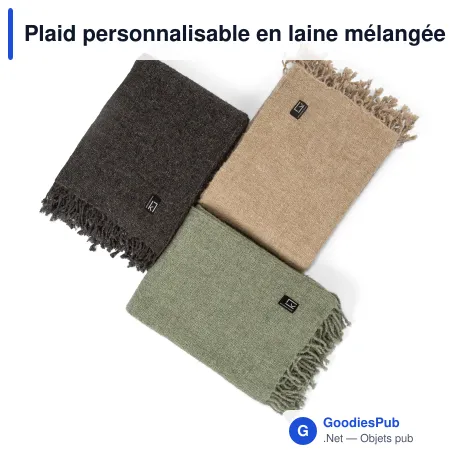 Plaid personnalisable en laine mélangée 130 x 170 cm avec logo - Kosta Linnewäfveri