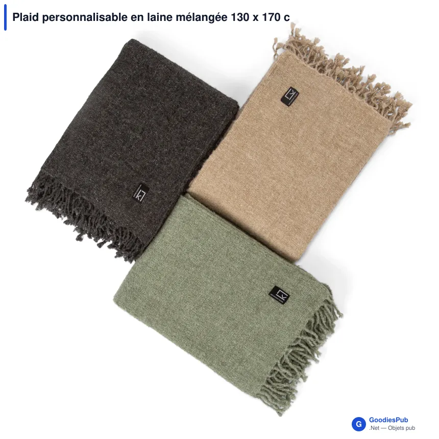 Plaid personnalisable en laine mélangée 130 x 170 cm avec logo - Kosta Linnewäfveri - Image 1