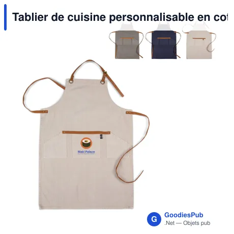 Tablier de cuisine personnalisable en coton et cuir PU avec logo - Kosta Linnewäfveri