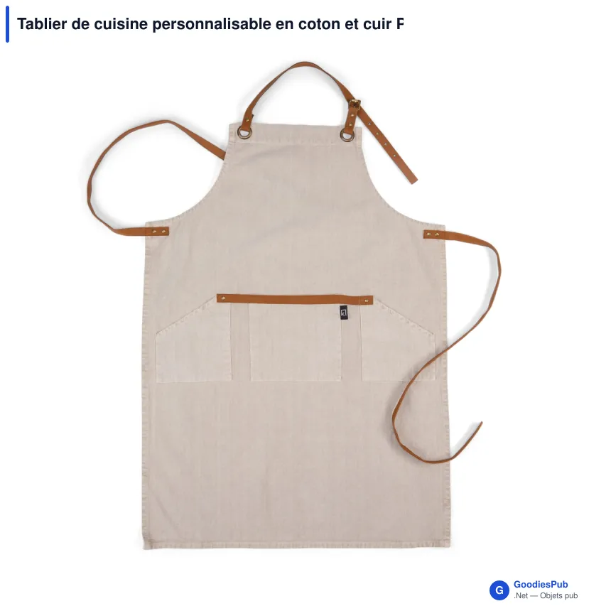 Tablier de cuisine personnalisable en coton et cuir PU avec logo - Kosta Linnewäfveri - Image 2
