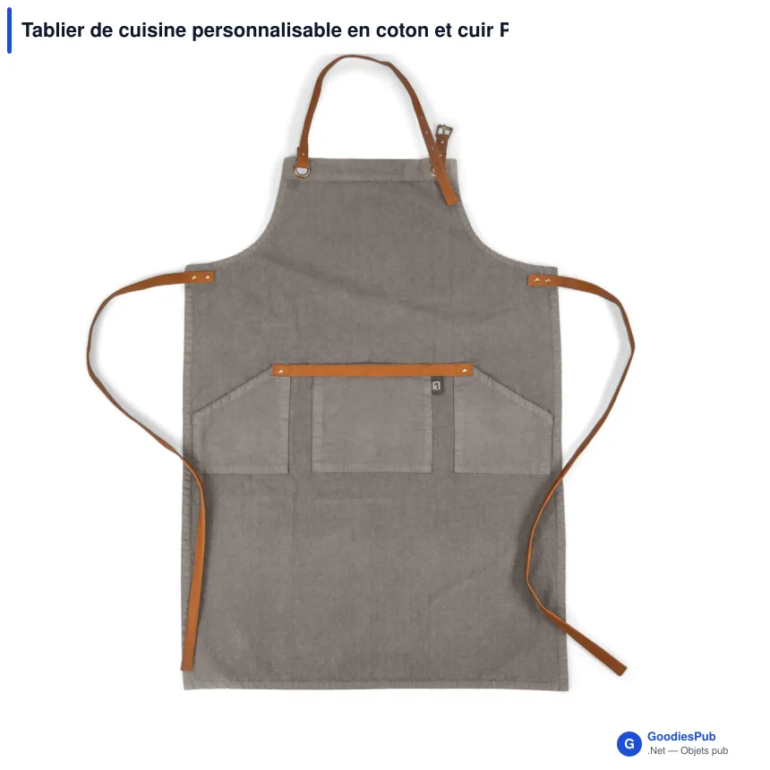 Tablier de cuisine personnalisable en coton et cuir PU avec logo - Kosta Linnewäfveri - Image 3