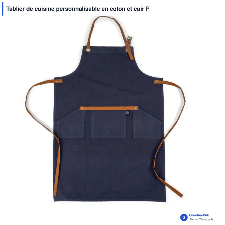 Tablier de cuisine personnalisable en coton et cuir PU avec logo - Kosta Linnewäfveri - Image 4